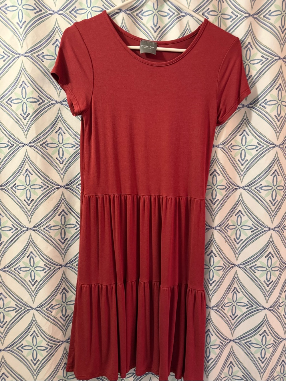 NWOT OLIVIA RAE Short-Sleeve Tiered Dress, Scoop Neck, Loose Fitting and Comfy